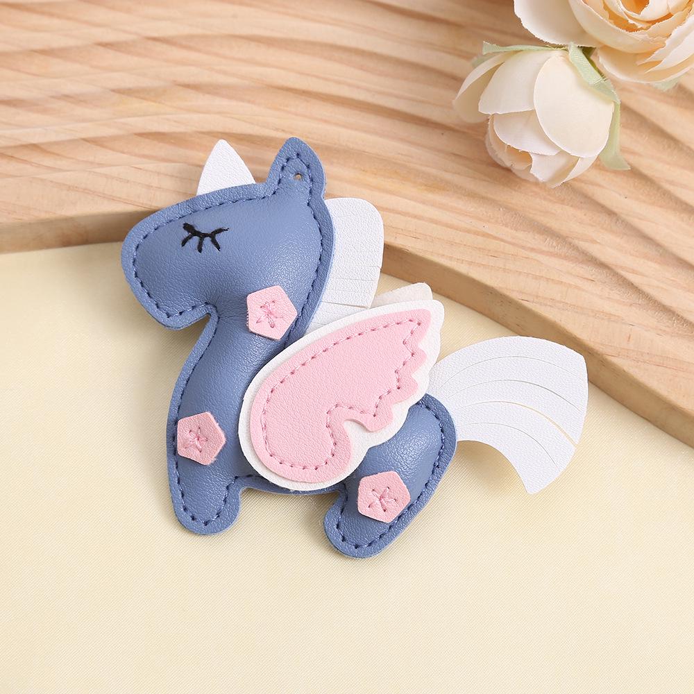 In-Stock Unicorn PU Leather Keychain: Stylish Pegasus Bag Charm
