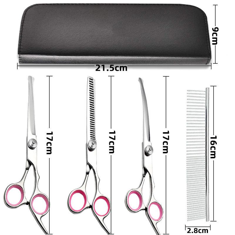 Pet Grooming Set Dog And Cat Professional Trimming Scissors Kit Stainless Steel Shears Pet Hair Cutting Safety