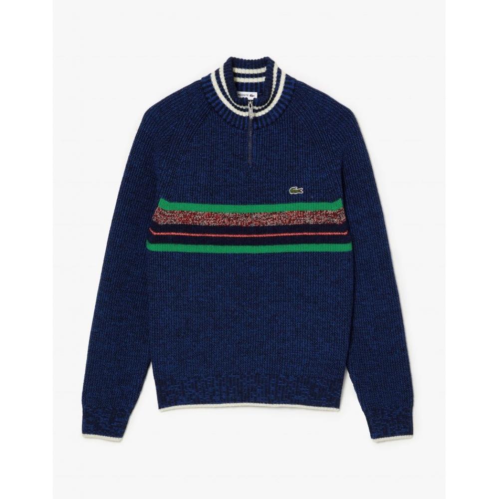 

LacoSte Men S Mif Wool Blend Bold Stripe Half Zip Up Pullover Ah0817 53n Niq 003