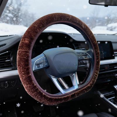 Winter Steering Wheel Cover Soft Fuzzy Elastic Anti-Slip Auto Accessories Automotive Furry Steering Wheel Protector For Sedans