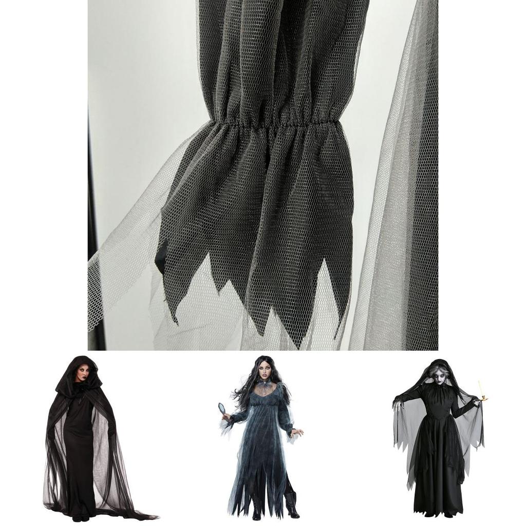 Witch Long Costume For Women Halloween Cosplay Party Cape Gloves Skirt Polyester Fabric
