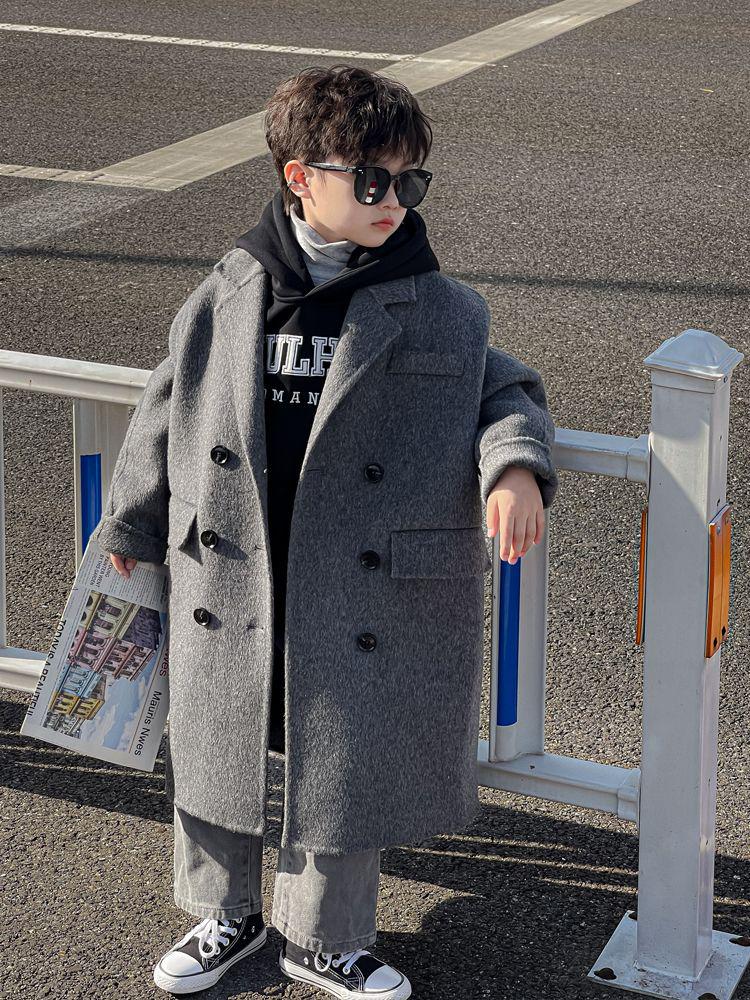 Children's Double-Sided Cashmere Wool Coat for Boys and Girls - New 2025 Winter Jacket for Spring, Autumn, and Winter.