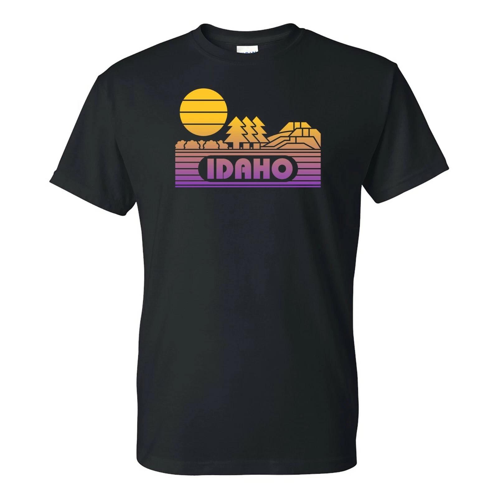 Idaho Groovy Sunset - Landscape Vacation Home State T Shirt - Black S