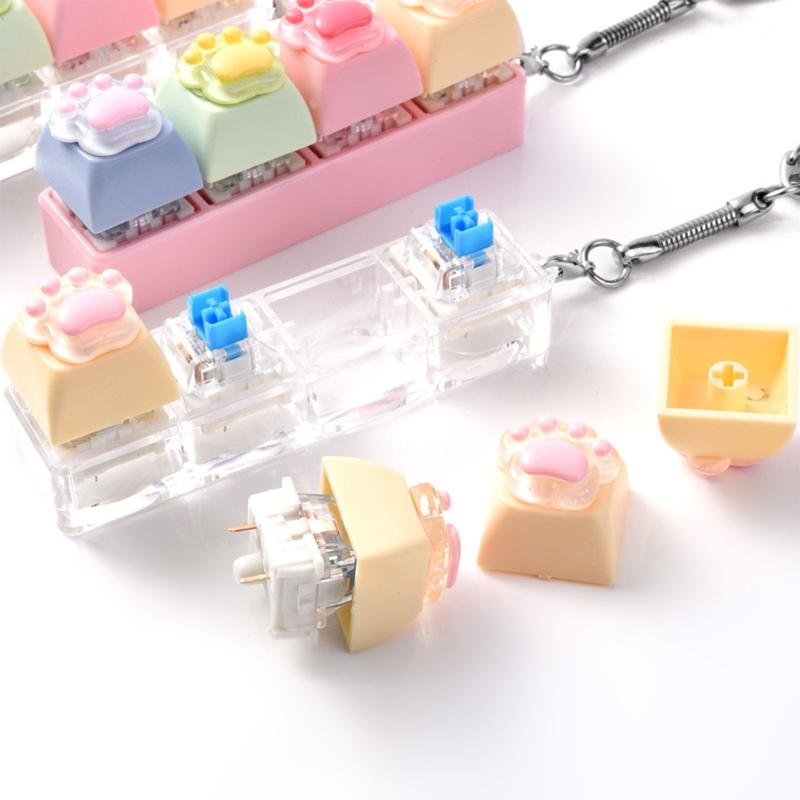 Adorable Cat Paw Stress Relief Keychain Soft Press Sensory Fidget Toy Portable for Office Worker Commute Anxiety Relief