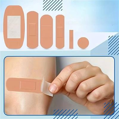 50pcs Fabric Adhesive Bandages - Flexible Breathable First Aid for Fingertip Knuckle Wound Care, Multi-Size Family Emergency Kit