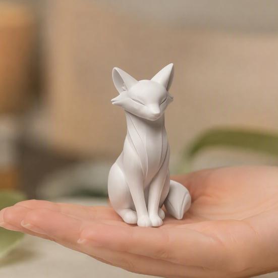 Schreibtischskulpturen für das Büro 3D-gedruckte minimalistische Fuchs-Skulptur, elegante Figur, mattes modernes zeitgenössisches Wohnzimmer-Dekor-Ornament Eingangsbereich