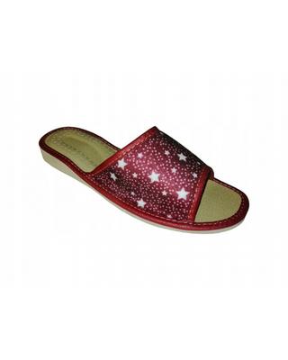 Women's House Slippers with Stars In Burgundy Color 42
