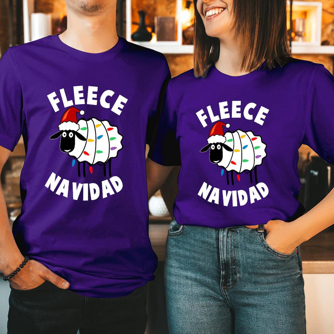FLEECE NAVIDAD Christmas T-Shirt Lights Decor Funny Cute Adults Xmas Tops Feliz XXXL