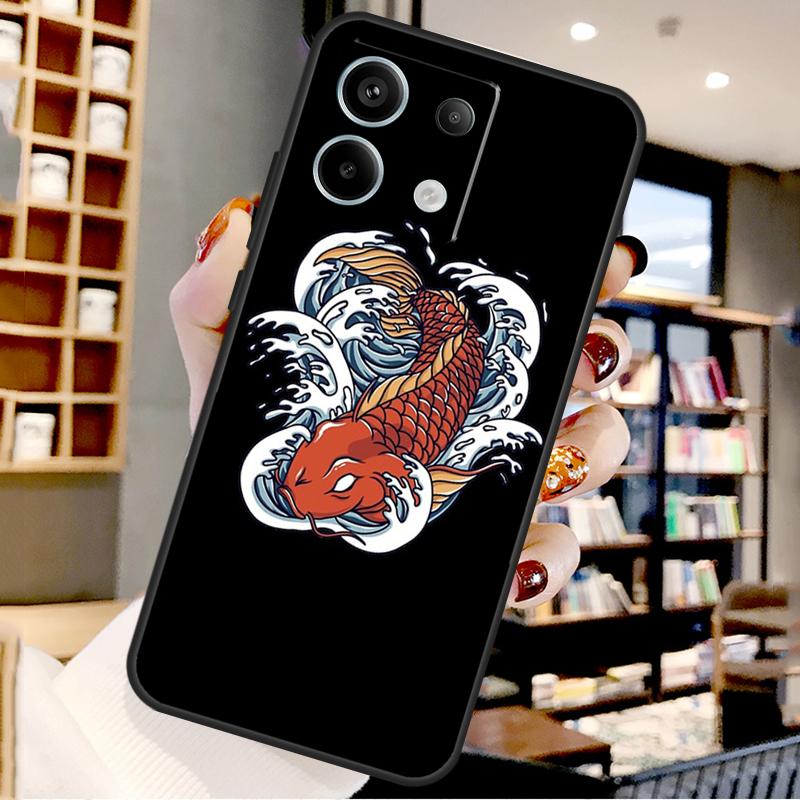 Tattoo Japanese Koi Dragon Wave For Xiaomi Redmi Note 14 Pro 9 10 11 12 13 15 Pro Plus Case For Redmi 15 15C 13C 12C 10C 14C