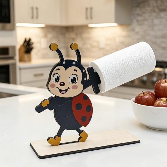 Handmade Wood Bathroom Tissue Stand Funny Animals Wooden Toilet Paper Holder, 3D Animal Decor, Cute Cartoon Sturdy Roll Free Standing for Home,