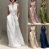 Spot 2026 European and American Cross-border Independent Station New Foreign Trade Women's Minimalist V-neck Lace-up Sleeveless Long Dress