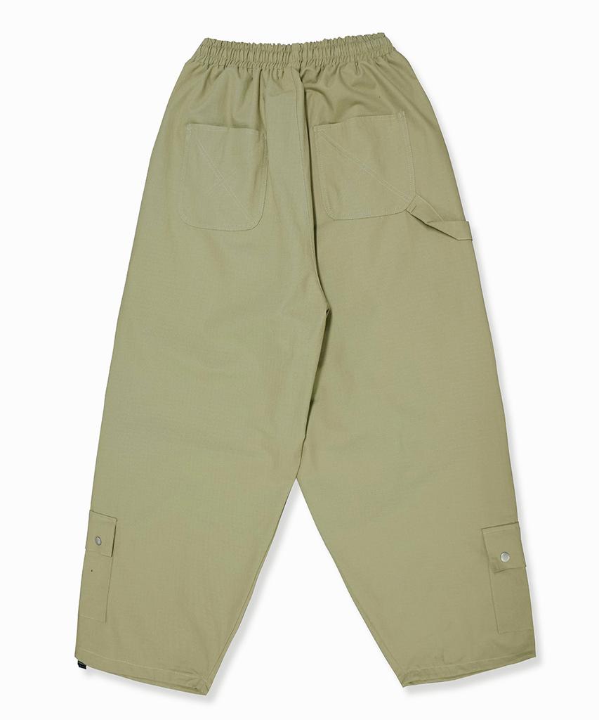 Deuneiji Balloon Double-Pleat Wide Low Pocket Pants Beige 0354