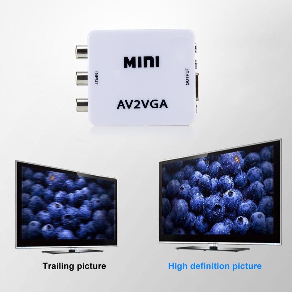 Mini AV2VGA Video Converter Convertor Box AV RCA CVBS to VGA Video Converter Conversor with 3.5mm Audio to PC HDTV
