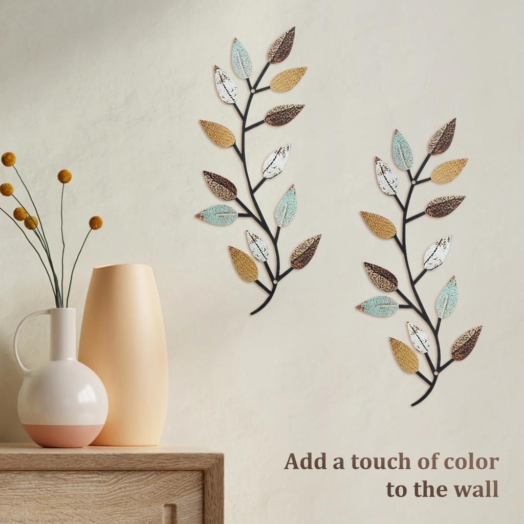 2 Pezzi Decorazione Murale Foglia d'Albero in Metallo Ramo d'Olivo Foglia Arte Murale Soggiorno, Corridoio Decorazione Murale Decorazione Esterna