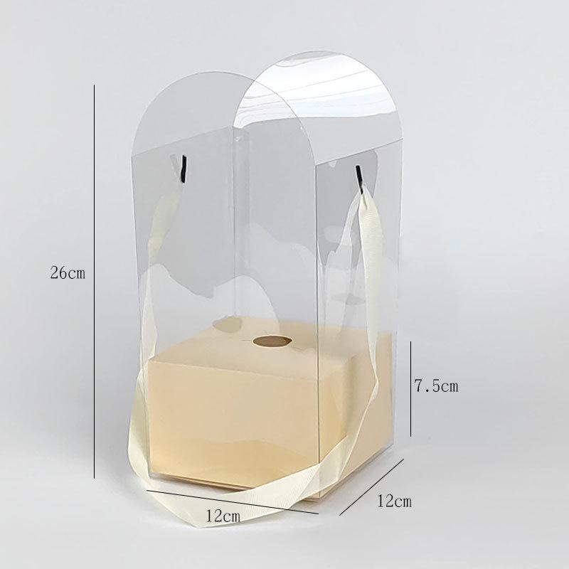 Clear PVC Tote Bag for Fresh Flower Arrangements - Rose Bouquet Gift Box Packaging