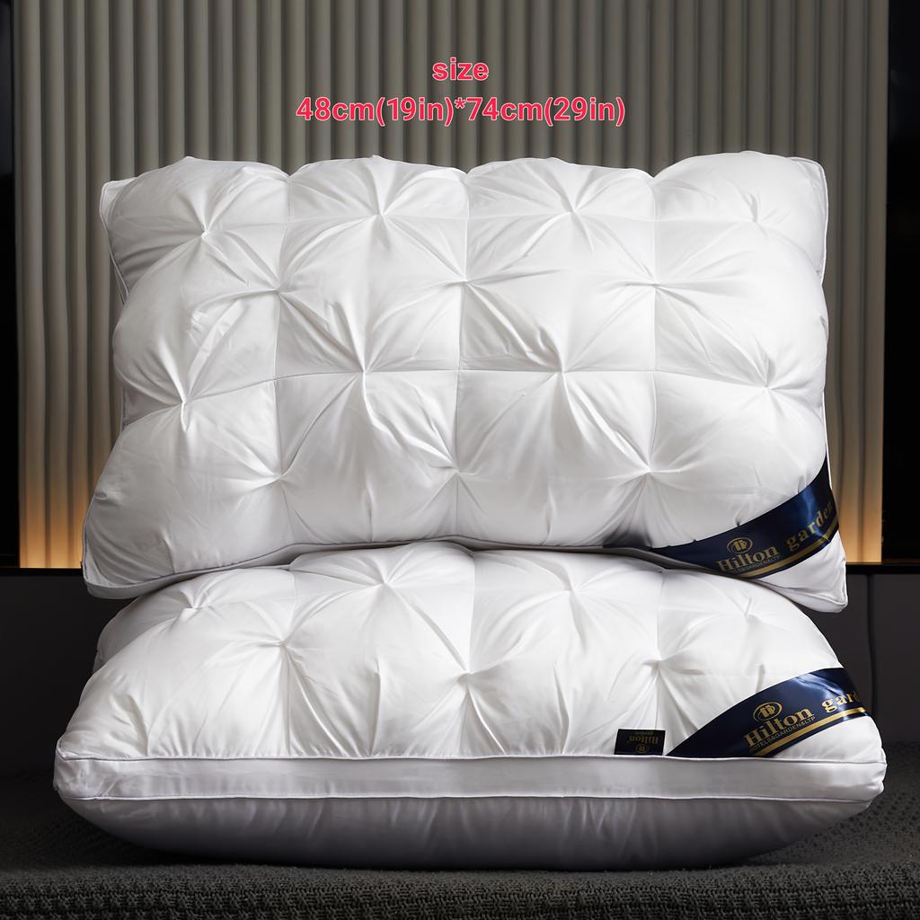 Luxury 5-Star Hotel Quality Pillow Weight Deep Sleep Neck Support, Non-Collapse High Pillow Core for All Seasons, White Satin Finish Pillows