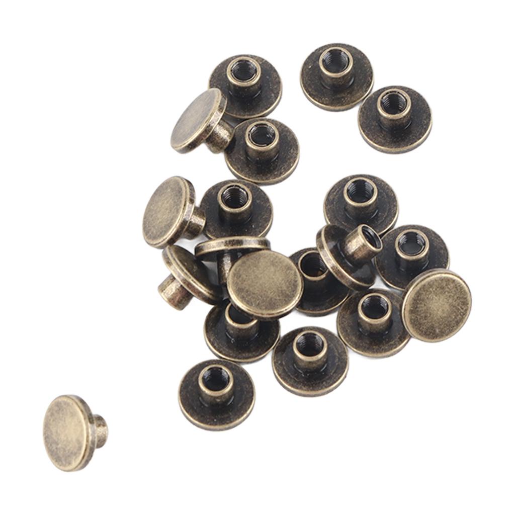 20pcs Flat Head Copper Brass Screws Nuts Nails Rivets Leather Cap Accessory