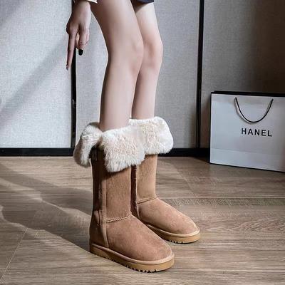 Platform Lamb Hair Snow Boots for Women  Autumn Winter New High Tube Fur Integrated Warm Plush Boots Cotten Shoes 2025