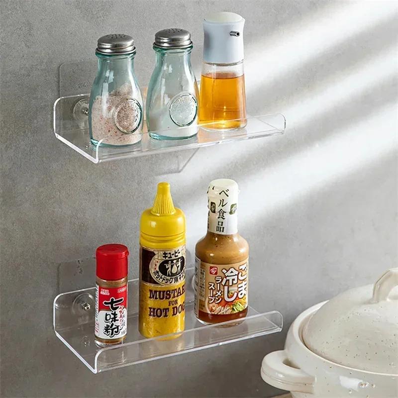 Clear Acrylic Floating Shelf Self Adhesive Storage Shelf for Wall Decoration Toys Bookshelf Bathroom Soap Dispenser Holder Racks