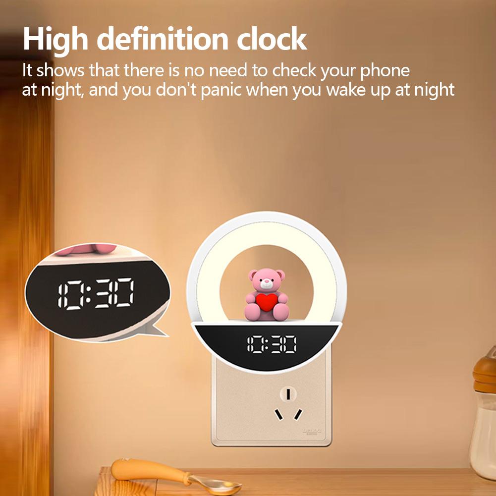 LED Bear Night Light Baby Night Lamp with Remote Control Rechargeable Nursery Light Cute Atmosphere Light for Hallway Staircase