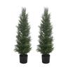 3FT Real Cedar Topiary Trees For Front Porch Decor, Artificial Shrubs Faux Plants