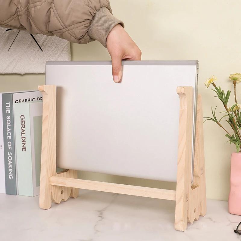 Massivholz Laptopständer Desktop-Organizer Abnehmbare vertikale Halterung Kühlbasis für Laptop Praktisches Zubehör