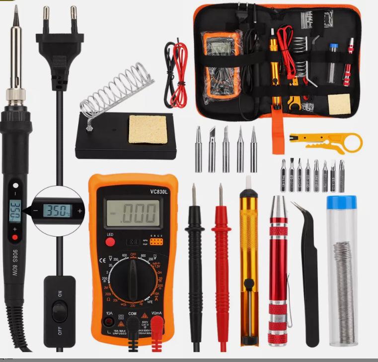 90W Adjustable Temperature Electric Soldering Iron Set for Home and Workshop Use
