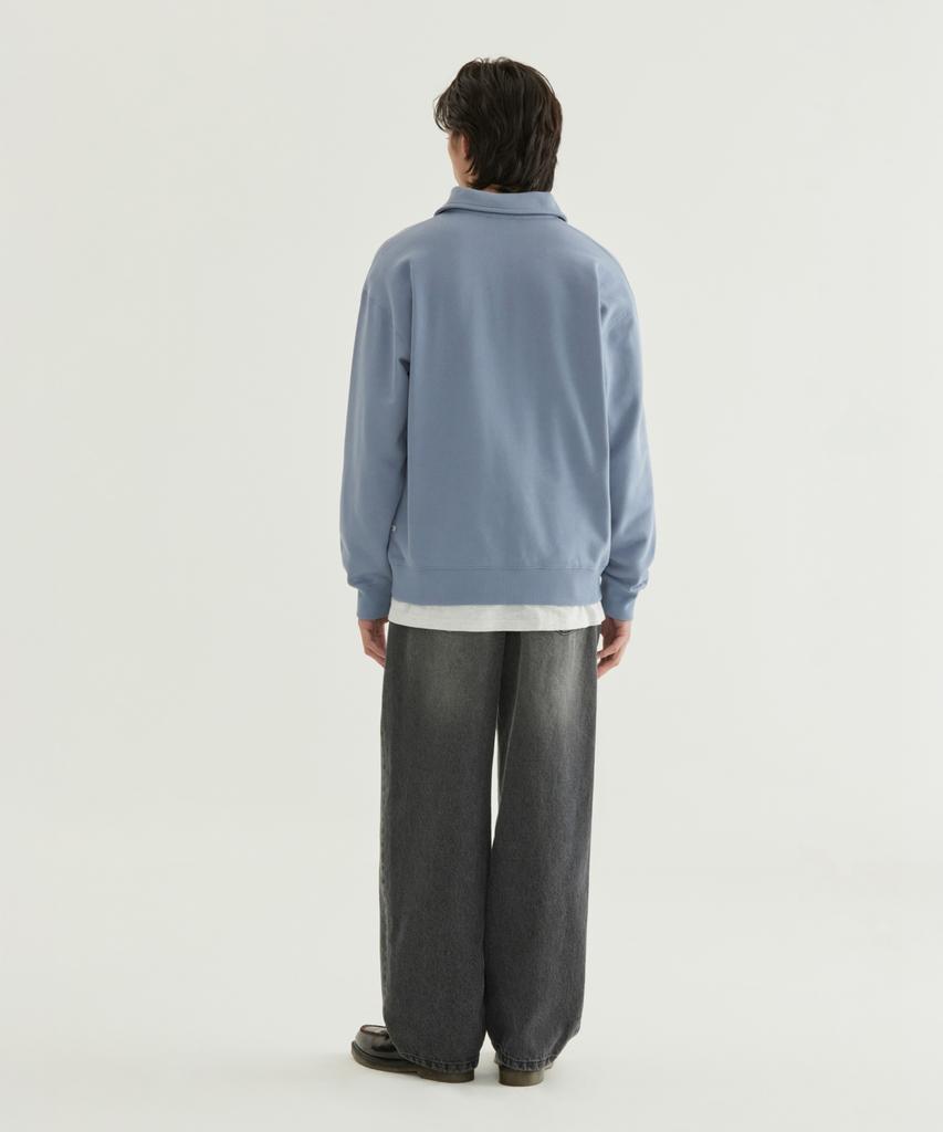 COVERNAT Signature Symbol Collar Half-Zip Sweatshirt Melange Gray