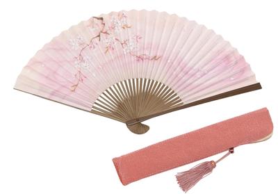 Hasegawa Kyoto Körsbärsblom Karaki Kryddnejlika Handgjord i Kyoto Inkluderar Fläktpåse och Presentask Fläkt, Rosa, Design, Snideri, Dubbelsidigt Mönster,