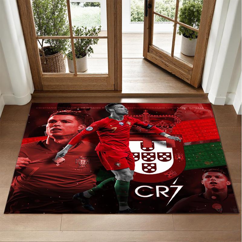 Cristiano Ronaldo Design Crystal Velvet Rug Soft Decorative Mat for Bedroom Entrance
