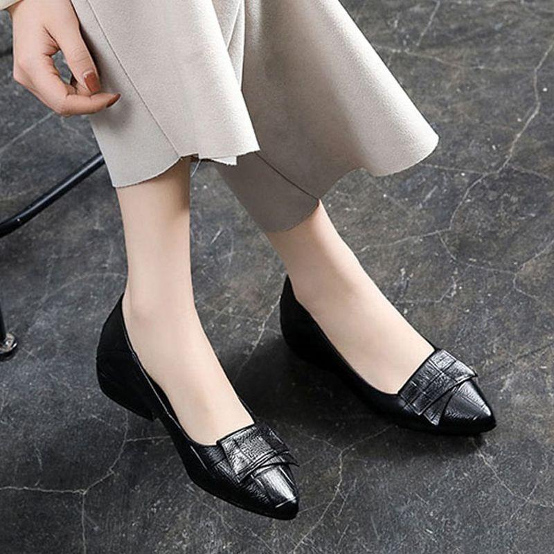 Woman Pumps Formal Low Heel Elegant Red Shoes For Women Moccasins Pointed Toe Y2k Premium Offer High Quality Social On E A