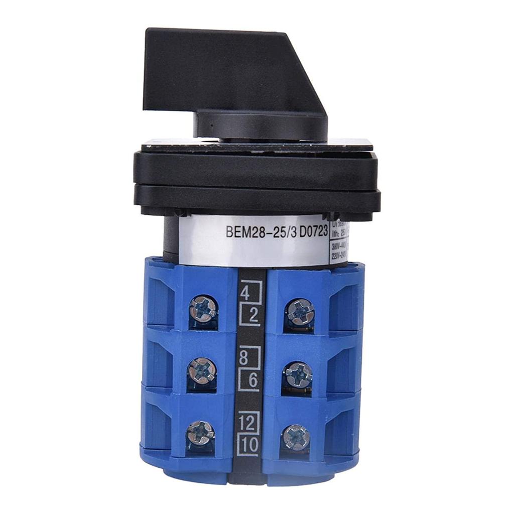 Rotary Changeover Switch 690V 25A 1-0-2 3Position Three Phase Switch Panel Tool