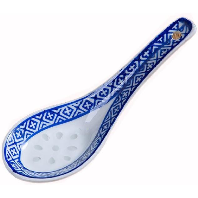 Ложки Японские Керамические Суповые Ложки Японский Набор Суповых Ложек из 10 Штук Фарфоровые Сине-Белые Фарфоровые Суповые Ложки для Лапши Рамен Пельменей Вонтон A