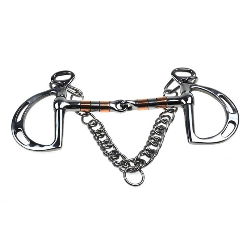 Secure Double Chain Equestrians Bit Stainless Steel Construction for Weatherproofed Horse Training Accessories