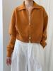 Lu Xi Women's High-End Short Knit Cardigan with Double Zipper & Polo Collar for Autumn