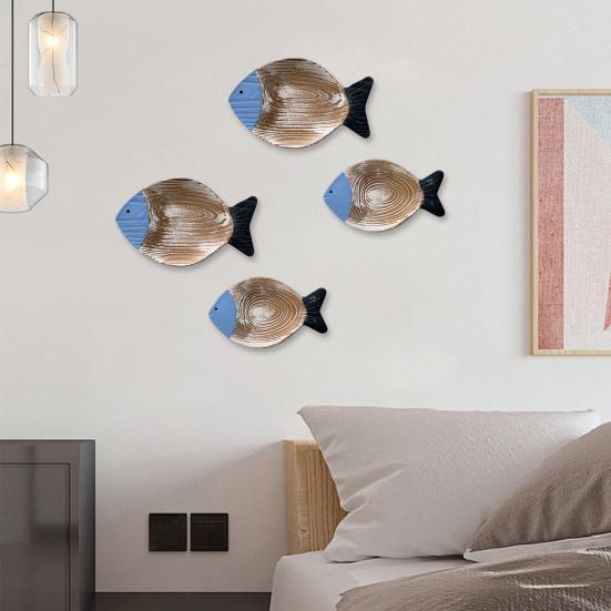 2 Stück Küsten-Meeresfisch-Wandskulptur Nautische Strand-Themen-Wandbehang-Dekor Vintage Bauernhaus-Wandkunst für Badezimmer Seehaus