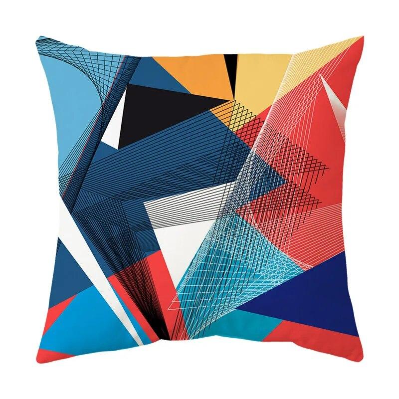 Modern Living Room Sofa Pillowcase Office Car  Colorful Geometric Line Mosaic Pattern Cushion Cover