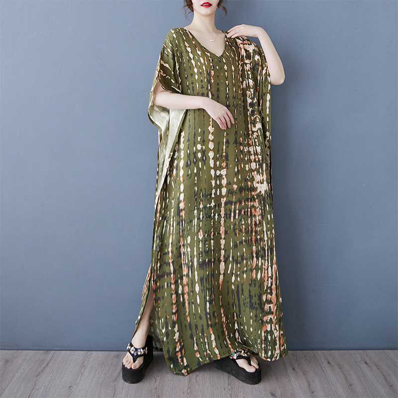 Women's Casual Retro Cotton and Linen Beach Dress