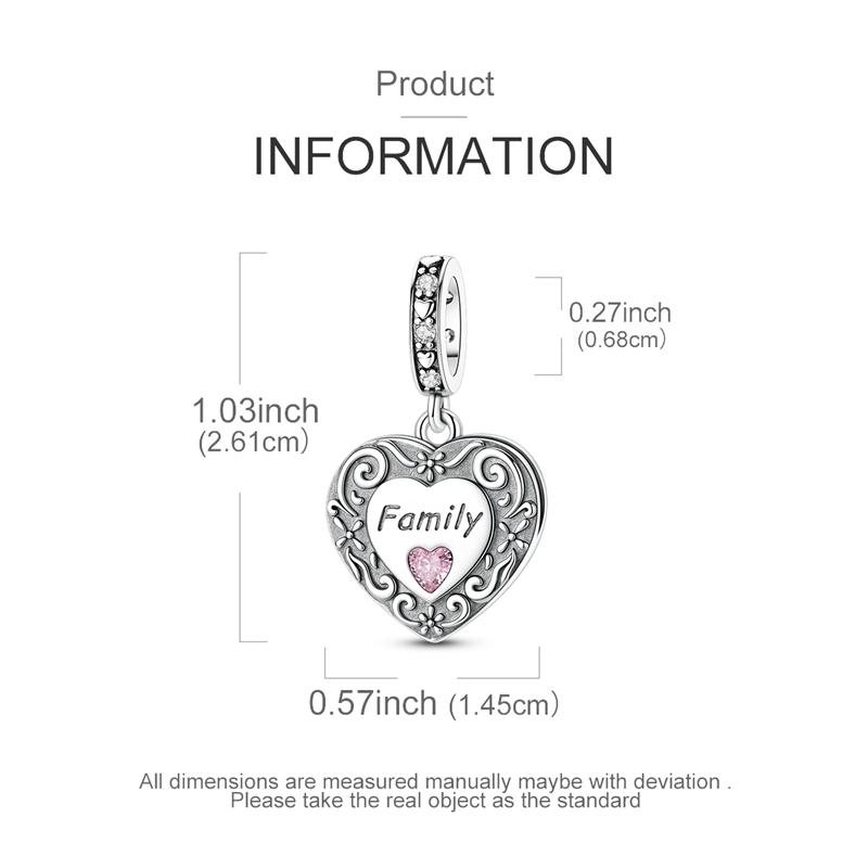 Original 925 Sterling Silver Bead Charms Family Heart Photo Frame Pendant Fit Original Bracelet For Women DIY Jewelry Gift