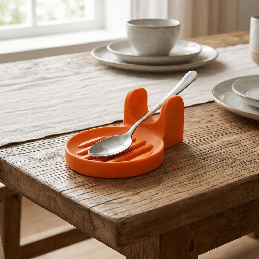 3D Printed Spoon Holder Orange Spoon Organizer Creative Spoon Rest Dinning Table