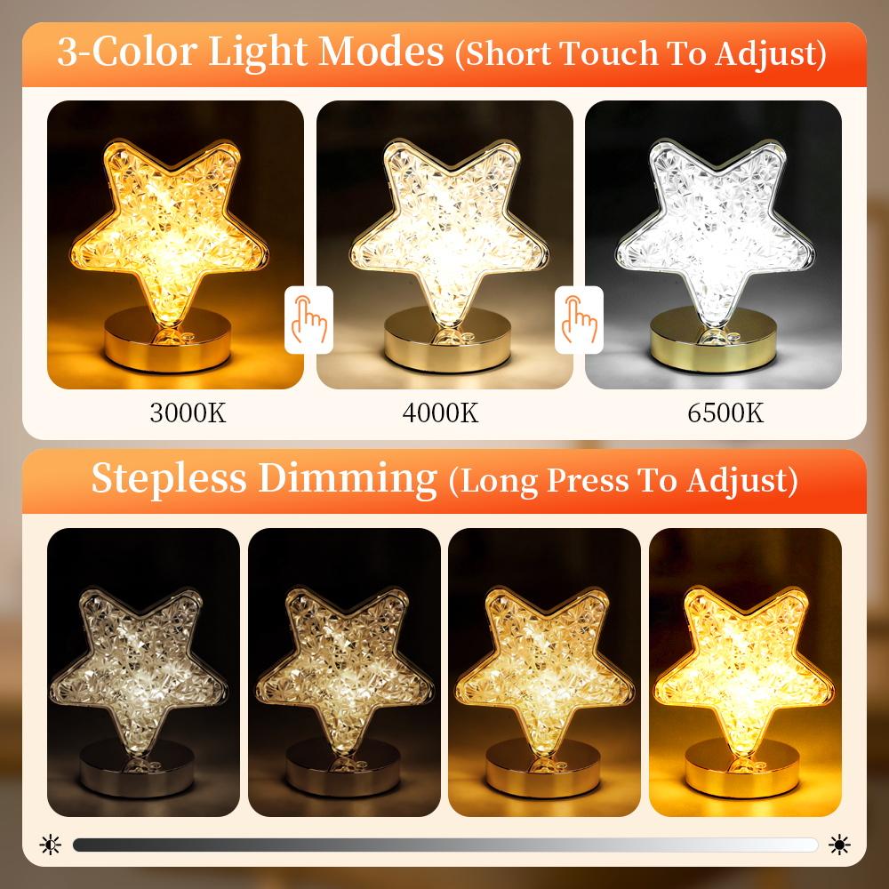 Crystal Dimming Led Night Light Touch Control 3D Rechargeable Table Lamp for Girls Study Bedroom Decor Moon Lamp Night Lamp