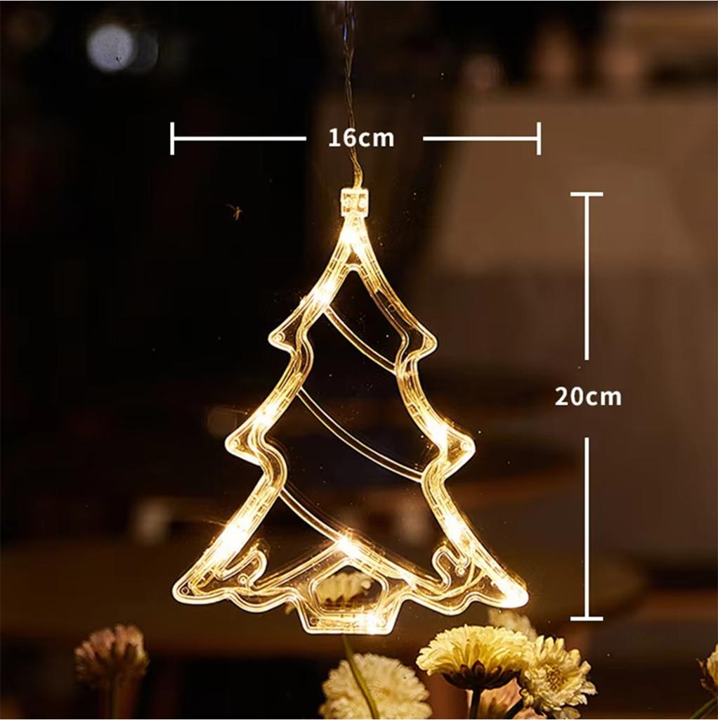 Led Christmas Window Lights Battery Powered Star Tree Light Tabl Warm White For Suction Cup Santa Claus Reindeer Gift Snowman