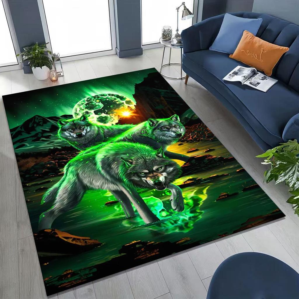 Norse Mythology Fenrir Wolf Beast Cartoon Rug for Bedroom Living Room Sofa Home Doormat Decor, Large Kid Play Non-slip Floor Mat