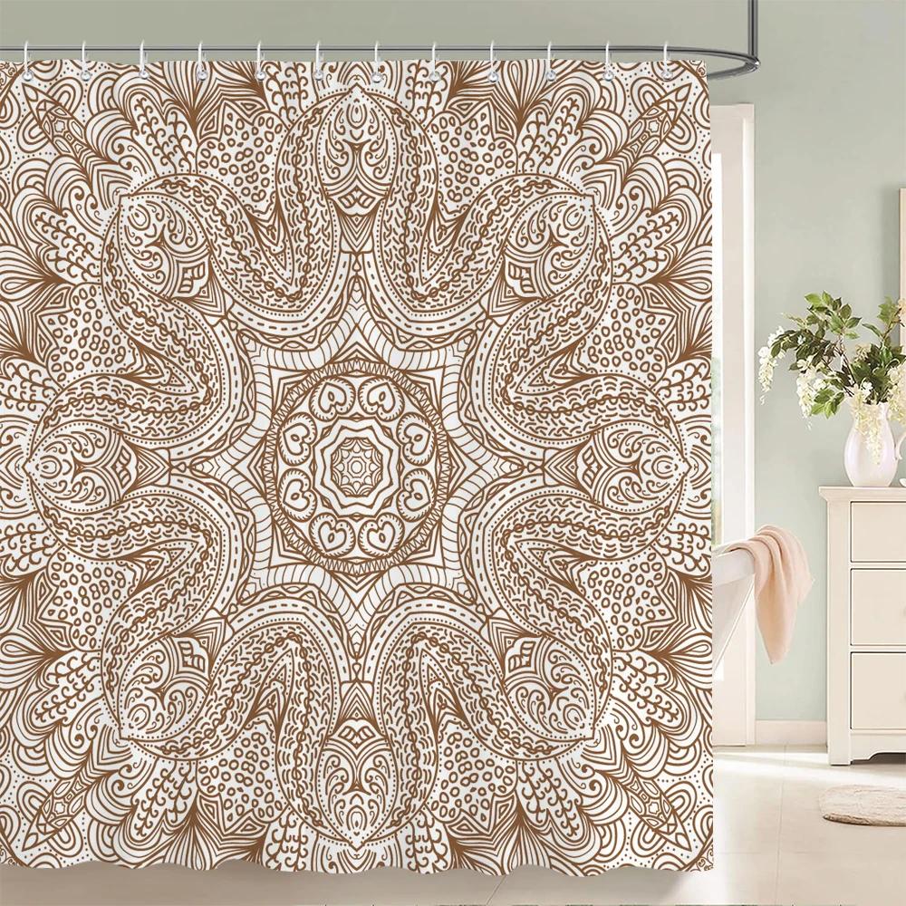 Waterproof Shower Curtain for Bathroom Bohemian Pattern Printing Bathtub Curtains Fabric Polyester Bath Curtain with Hooks