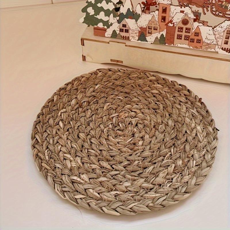 Set of Six, Natural Woven Dinner Plates, Made of Polyester, Measuring 11.0 cm, Heat Resistant, Farmhouse Bohemian Style