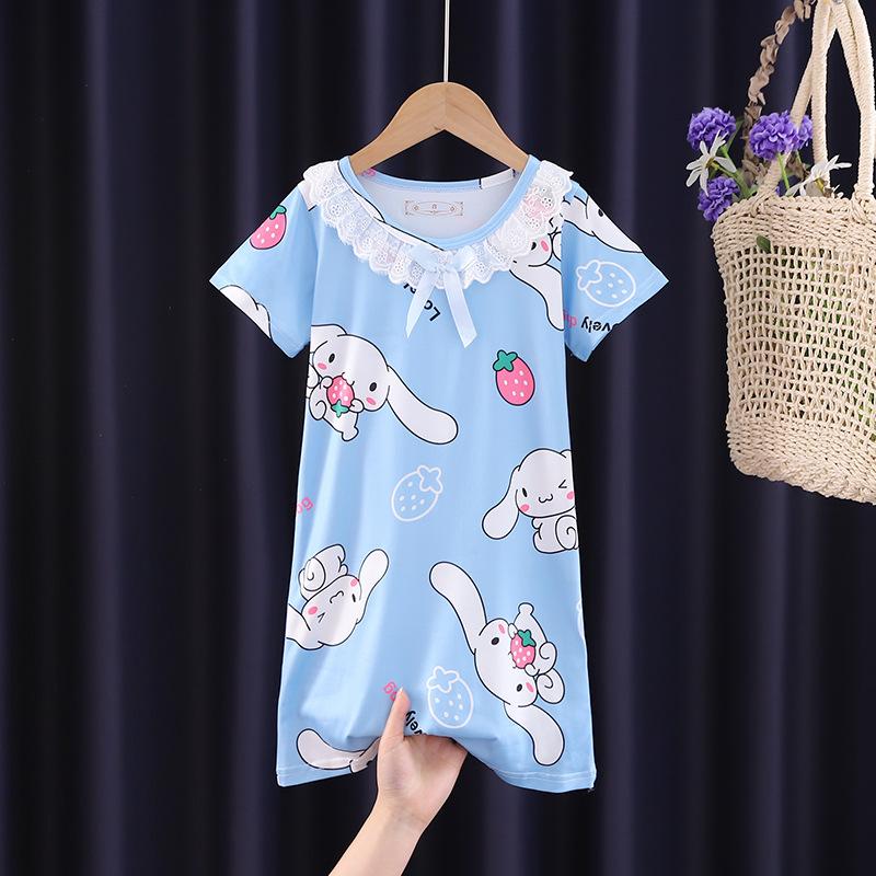 Kinder 3-8 Jahre Nachtwäsche Sommer Mädchen Prinzessinnenstil Nachthemd Cartoon Dünn Mode Niedlich Bequem Kleid
