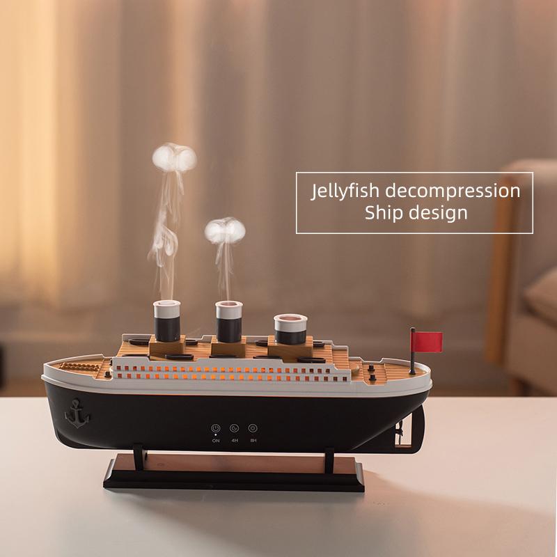 Jellyfish Aromatherapy Machine Small Retro Ship Humidifier Desktop Home Use Colorful Lights Aromatherapy Machine