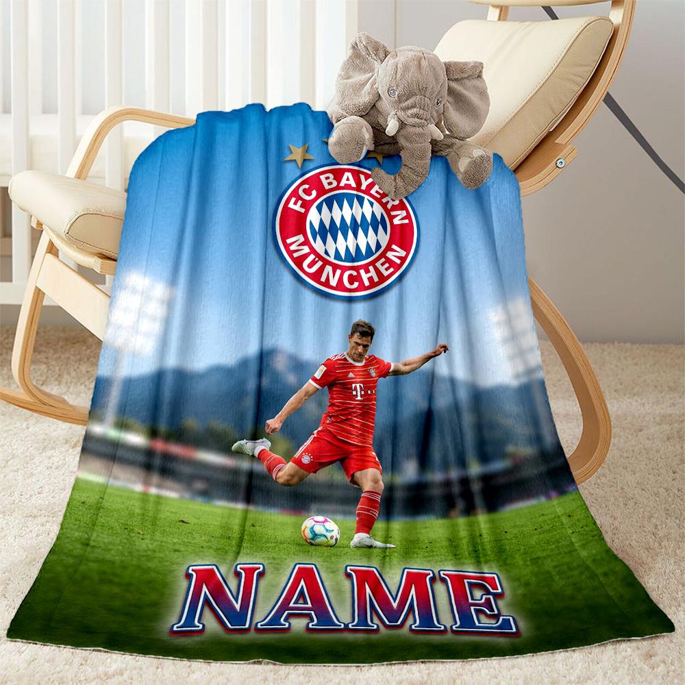 Bayern Munich Jersey Personalized Name Blanket Cozy Customizable Blanket Warmthful Decor Great for Nap Office Seaside Bed All-Season Use