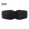 Hidden Buckle Waist Shaper Women's Faux Leather Belt, Wide Elastic Waistband with Metal Stylish Corset for Date Parties Buckle, No-Hole Slimming Band