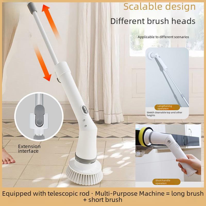 Retractable Long-Handle Wireless Electric Cleaning Brush for Bathroom